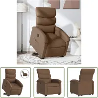 The Living Store Fauteuil relax releveur électrique Marron Tissu