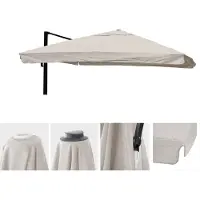 Mendler Housse de remplacement pour parasol de jardin de luxe HWC-A96 avec rabat, housse de parasol, 3x4m (Ø5m), polyester, couleur crème-gris