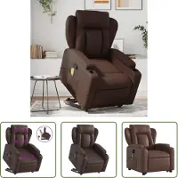 The Living Store Fauteuil de massage avec releveur Marron Similicuir