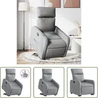The Living Store Fauteuil relax avec releveur Gris clair Tissu