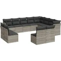 vidaXL Ensemble de 12 canapés de jardin avec coussins gris clair Poly rotin