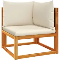 Syfax Canapé d'angle de jardin avec coussins en bois d'acacia et rotin