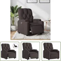 The Living Store Fauteuil Relax Electrique Tissu Marron Foncé