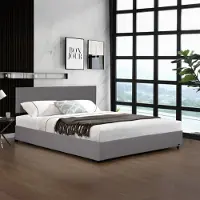 Corium Lit rembourré 'Juva' Cord avec sommier à lattes 180x200 cm Gris