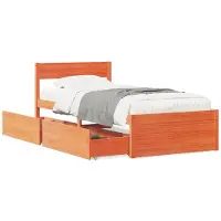 vidaXL Lit en bois massif sans matelas pin brun cireux 90x200