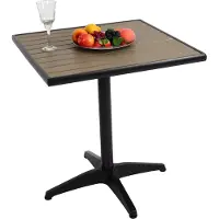Mendler Table De Jardin Hwc-J95, Table De Balcon Table De Bistrot, Gastronomie Outdoor Revêtement Alu Aspect Bois Noir, Gris