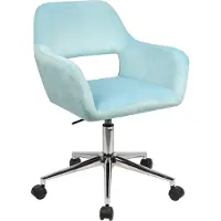 SVITA JILL Chaise pivotante réglable en hauteur avec accoudoirs et roulettes Revêtement velours bleu clair