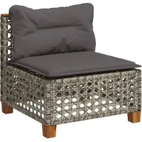 Syfax Canapé de jardin sans accoudoirs coussins gris résine tressée