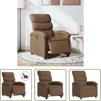 The Living Store Fauteuil relax électrique Marron Tissu