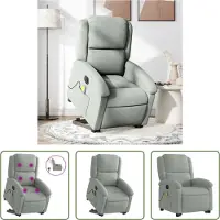 The Living Store Fauteuil de massage avec releveur Électrique Gris clair Velours