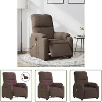 The Living Store Fauteuil de massage électrique Marron Tissu microfibre