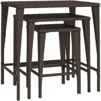 vidaXL Tables de jardin 3 pcs. Marron Poly Rattan