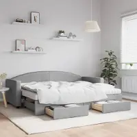 Prolenta Maison Exclusive - Canapé-lit convertible avec tiroirs, gris clair, 80 x 200 cm, tissu