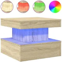 vidaXL Table basse avec lumières LED chêne sonoma 50x50x40 cm
