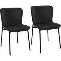 SVITA MARY Lot de 2 chaises de salle à manger Chaise rembourrée sans accoudoirs Chaise de cuisine Chaise de salon noir/noir