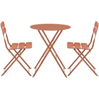 Oviala Table de terrasse ronde pliante et 2 chaises pliantes terracotta - Annecy