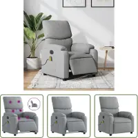 The Living Store Fauteuil de massage électrique Gris clair Tissu