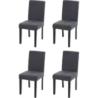 Mendler 4x chaise de salle à manger chaise de cuisine Littau textile, gris anthracite, pieds foncés