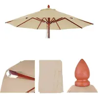Mendler Housse de remplacement pour parasol en bois pour l'industrie de la restauration, modèle HWC-C57, housse de parasol, forme ronde, diamètre 4 mètres, polyester, couleur crème