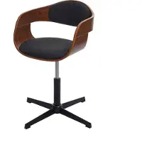 Mendler Chaise de bureau HWC-H46, réglable en hauteur, bois courbé aspect noyer, tissu gris foncé