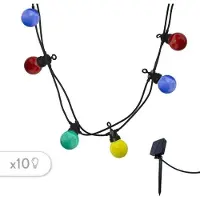 Lumisky Guirlande lumineuse solaire 10 globes multicolore LED PARTY GUINGUETTE SOLAR 5.70m 8 modes