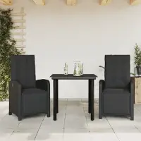 Prolenta Maison Exclusive - Ensemble de bistro 3 pcs avec coussins noir résine tressée