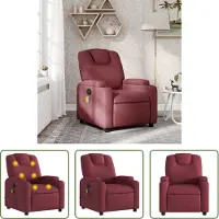 The Living Store Fauteuil de massage tissu rouge vin