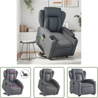The Living Store Fauteuil de massage avec releveur électrique Gris Similicuir