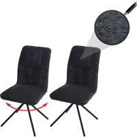 Mendler Lot de 2 chaises de salle à manger HWC-N99 chenille (340 g/m²) Oeko-Tex gris foncé