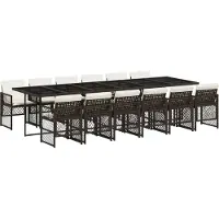 vidaXL Ensemble de jardin 13 pièces avec coussins Marron Poly rotin