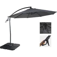 Mendler Parasol Déporté De Luxe Hwc-D14, Ø 3m Anthracite Avec Pied