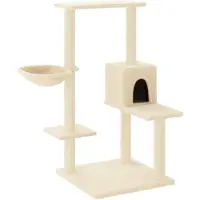 Syfax Arbre à chat avec griffoirs en sisal Crème 95 cm