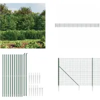 vidaXL Clôture grillagée avec douilles de sol Vert 2,2x25 m - Clôture grillagée - Clôture de jardin - Clôture en fil de fer