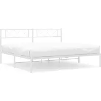 Syfax Cadre de lit métal sans matelas et tête de lit blanc 180x200 cm