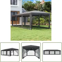 The Living Store Tente de réception avec 8 parois latérales en maille anthracite 3 x 9 m HDPE