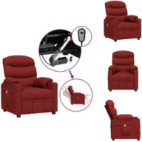 vidaXL Fauteuil de massage électrique vin rouge tissu - Fauteuil de massage