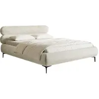 Selsey Roule - Lit Tapissé Gris Beige avec Pieds Noirs, 160 cm