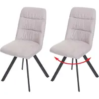 Mendler Lot de 2 chaises de salle à manger HWC-J69, chaise de cuisine, pivotante Auto-Position, velours crème-beige