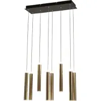 FABAS LUCE Suspension Prado 8 Lumières - Led 52W À Intensité Variable - Design Linéaire En Laiton