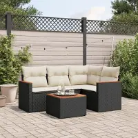 Prolenta Maison Exclusive - Salon de jardin 5 pcs avec coussins noir résine tressée