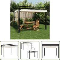 The Living Store Pavillon de jardin avec toit extensible Crème 3x3 m Aluminium