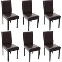 Mendler Lot de 6 chaises de séjour Littau cuir reconstitué marron, pieds foncés