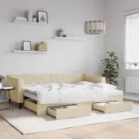Prolenta Maison Exclusive - Lit de jour convertible avec tiroirs, couleur crème, 80 x 200 cm, tissu