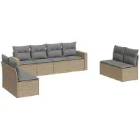 Sonstiges Salon de jardin avec coussins 8 pcs beige résine tressée
