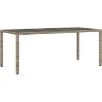 Syfax Table de jardin dessus en verre Gris 190x90x75cm Résine tressée