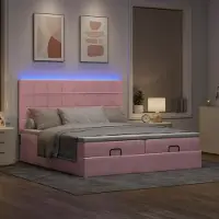 Prolenta Maison Exclusive - Lit ottoman avec matelas et LED, rose, 200 x 200 cm, velours