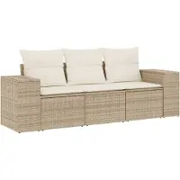 Sonstiges Salon de jardin avec coussins 3 pcs beige résine tressée