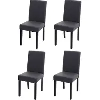 Mendler 4x chaise de salle à manger chaise de cuisine Littau similicuir, gris mat, pieds foncés