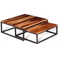 vidaXL Ensemble de deux tables de salon en bois massif - Table basse - Tables basses - Table d'appoint - Beistelltische