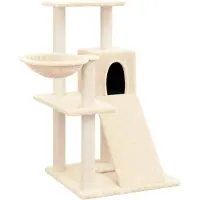Syfax Arbre à chat avec griffoirs en sisal Crème 82 cm
